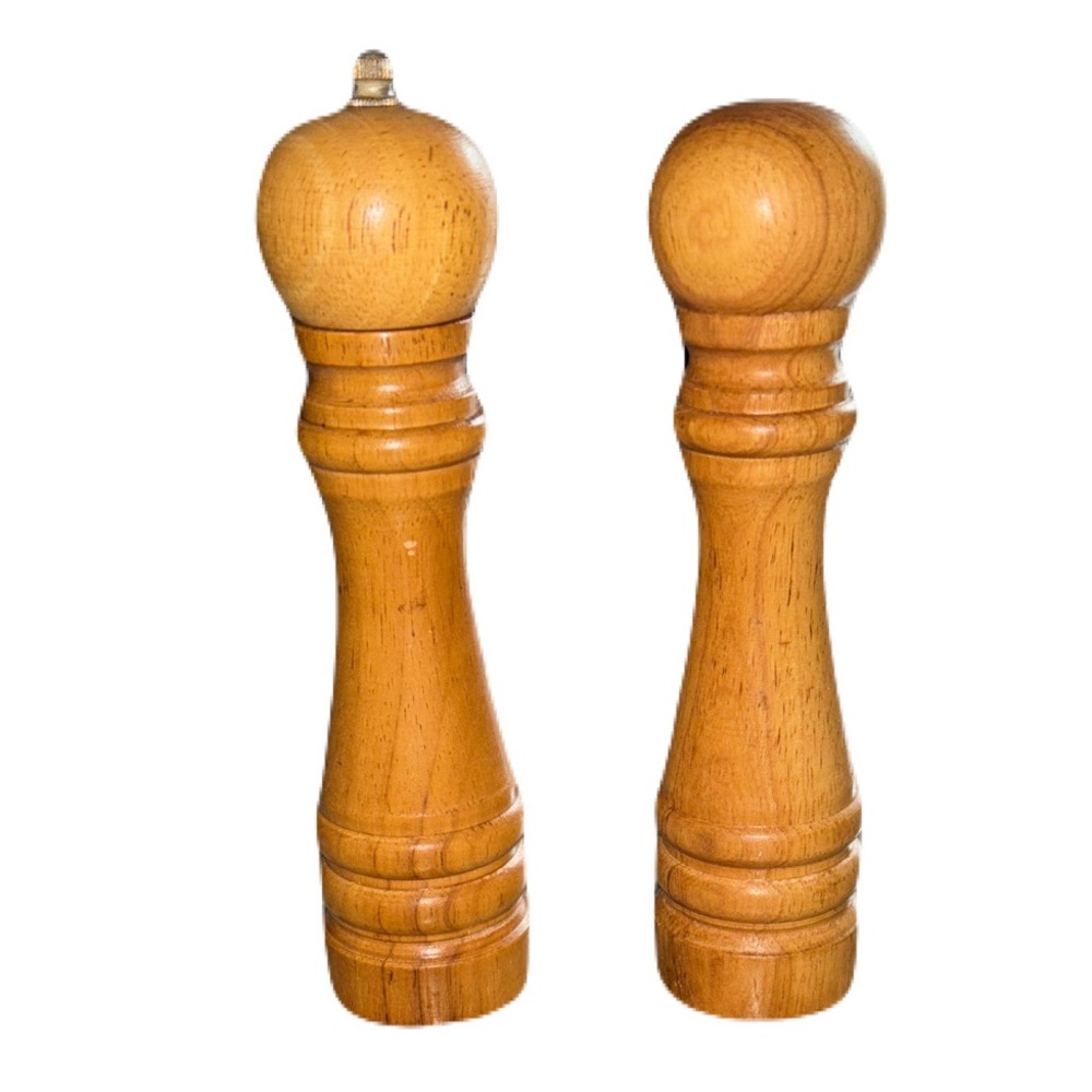 MCM Wooden Salt Shaker and Pepper Mill Grinder Set 8” tall